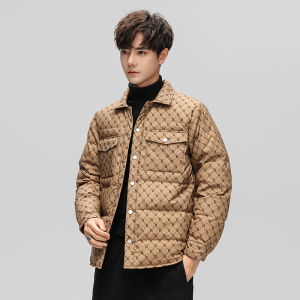 冬款羽绒服男字母logo翻领加厚按扣短款外套羽绒衣102B-Y5328P155图片