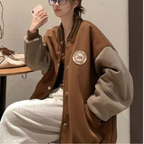 秋2025美式慵懒学院风棒球服外套撞色宽松休闲夹克102B-JK873P75，男装夹克，星座102B
