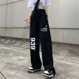 2024秋抽绳字母裤嘻哈hiphop街舞潮运动阔腿休闲裤102B-K741P40，男装休闲裤，星座102B