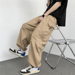 2023水洗棉美式复古工装裤男大口袋百搭休闲阔腿裤子102B-K266P65图片