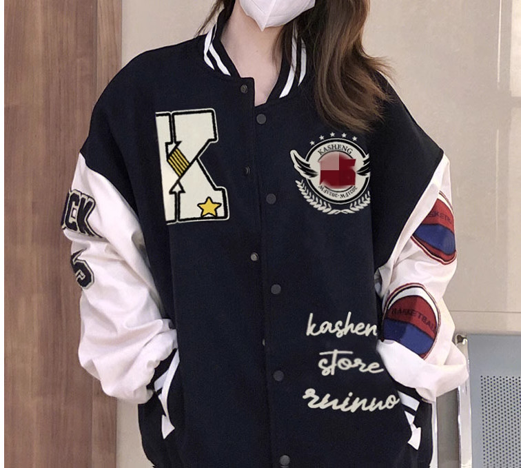 美式棒球服外套秋原宿港风oversize高街情侣外套102B-W89913P75,男装夹克,星座102B