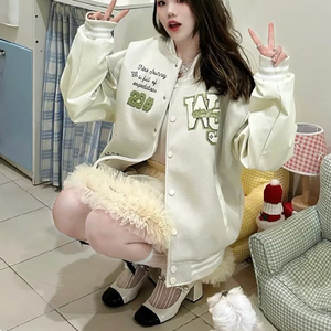 原版刺绣飞行员夹克炸街外套撞色拼接PU皮情侣棒球服102B-W788P78图片