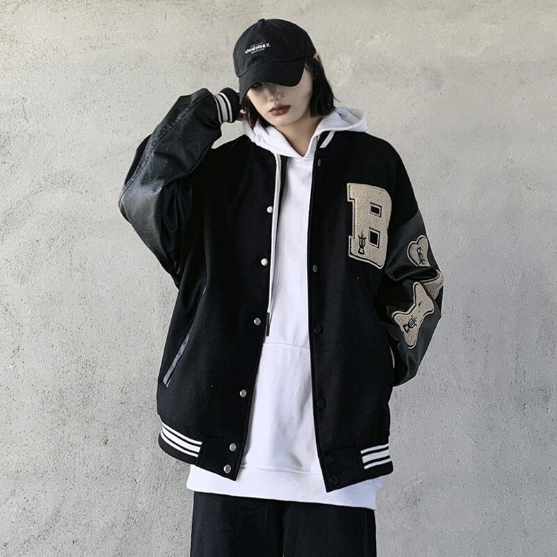 棒球服外套男女春秋宽松百搭拼接潮炸街夹克男女潮102B-W173P68图片