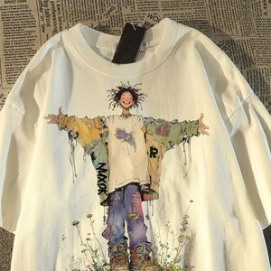 纯棉美式卡通人物印花男女oversize短袖t恤潮牌T恤102B-T2082P30图片