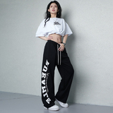 黑色抽绳嘻哈爵士时尚宽松运动裤长裤街舞裤子男女102B-K808P45，男装休闲裤，星座102B