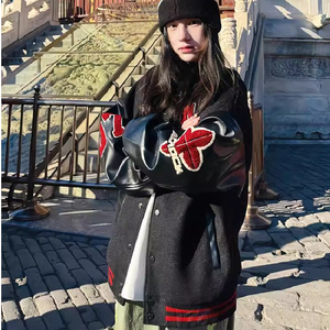 刺绣毛呢外套女款春秋季飞行夹克高级感情侣棒球服102B-JK3387P75图片