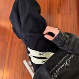 秋25裤子男冬燕麦色阔腿裤休闲宽松美式潮牌直筒长裤102B-K806P48，男装休闲裤，星座102B