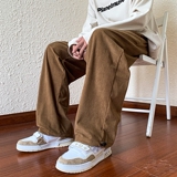 灯芯绒直筒裤秋韩版休闲运动裤宽松束脚卫裤102B-K329P40加绒48，男装休闲裤，星座102B