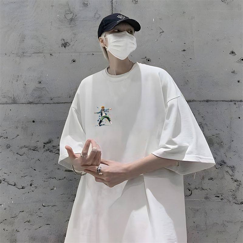 纯棉美式hiphop跳舞小丑水墨印花短袖t恤男女情侣T102B-T2091P30,男装T恤,星座102B