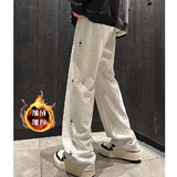 星星印花直筒裤秋冬学生韩版休闲裤运动加绒男女102B-K839P48，男装休闲裤，星座102B
