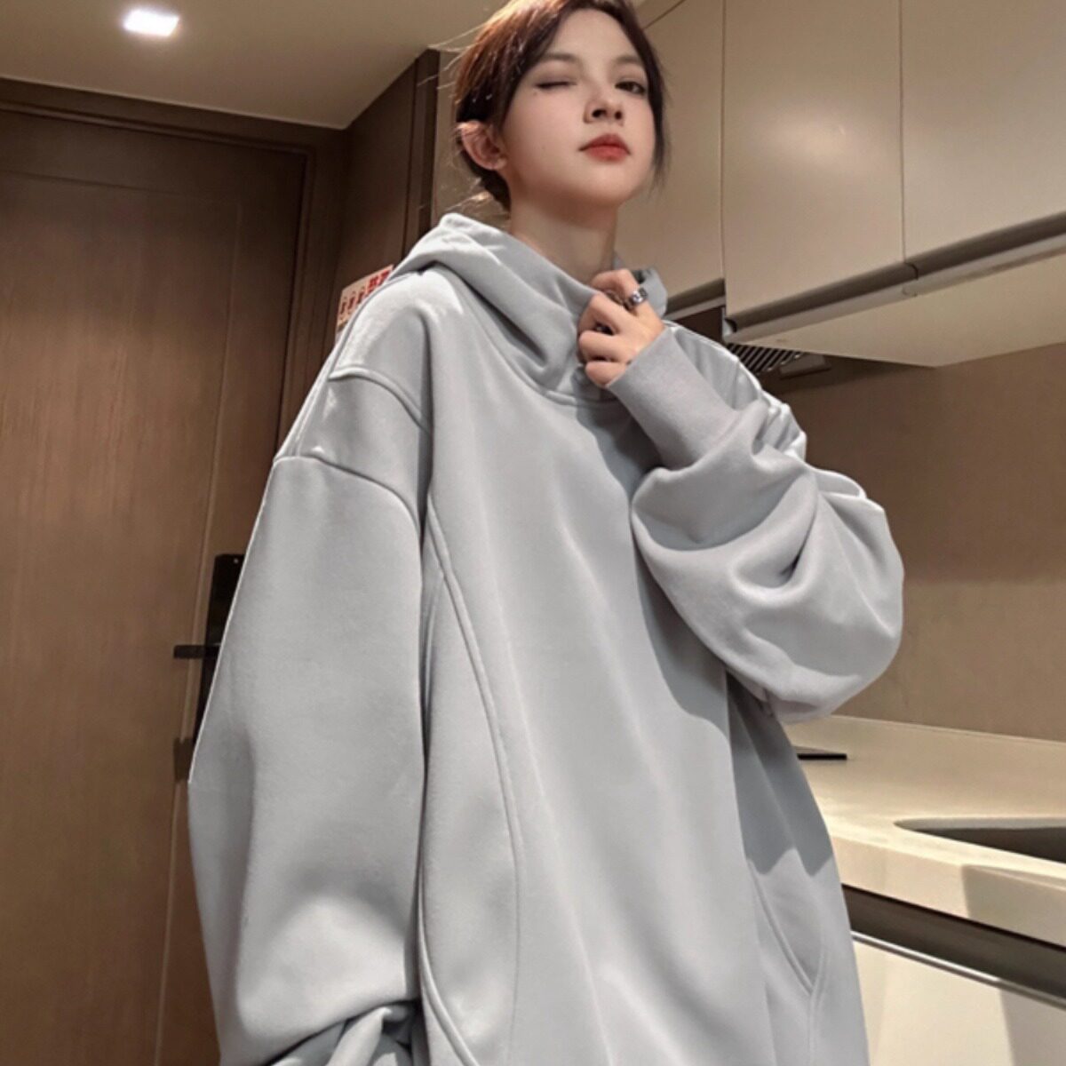 华棉美式复古潮流休闲纯色卫衣男女秋设计感潮外套102B-W8846P65,男装卫衣,星座102B