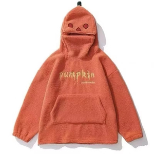 秋25南瓜人搞怪设计仿羊羔毛绒衫外套连帽卡通卫衣102B-W3122P58图片