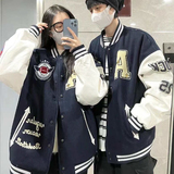 秋2025情侣PU皮袖龙凤尼毛巾绣双层棒球服夹克潮牌102B-JK829P75，男装夹克，星座102B