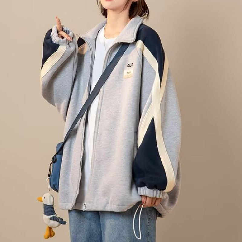 秋25原版宽松拉链潮流夹克男女长袖上衣外套情侣102B-JK6765P68,男装夹克,星座102B
