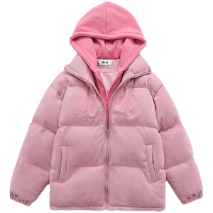潮牌字母刺绣假两件棉服男女冬宽松ins炸街外套潮102B-M6810P105图片