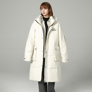加厚潮男大领子连帽中长情侣款宽松工装羽绒服男女102B-Y5065P195图片