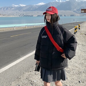 字母印花立领棉衣情侣外套冬季加厚棉袄棉服面包服102B-M1321P88图片