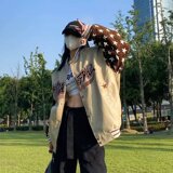 针织拼接PU港风刺绣棒球服外套设计感高街夹克男女102B-JK3117P85，男装夹克，星座102B