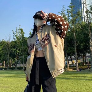 针织拼接PU港风刺绣棒球服外套设计感高街夹克男女102B-JK3117P85图片