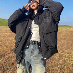 秋2025重工刺绣拼皮潮棒球服外套不规则飞行员夹克102B-JK9919P75图片