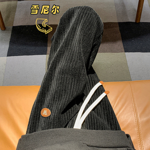 秋2025筷子条料坠感卫裤男秋冬季直筒雪尼尔阔腿裤102B-K1371P48图片