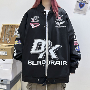 原图有*高街刺绣潮牌棒球服情侣夹克棉服102B-J108P85夹棉F98图片