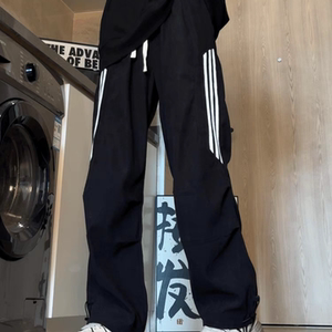 加绒灯芯绒三条杠工装裤男女休闲裤运动长裤102B-K8217P45加绒55图片