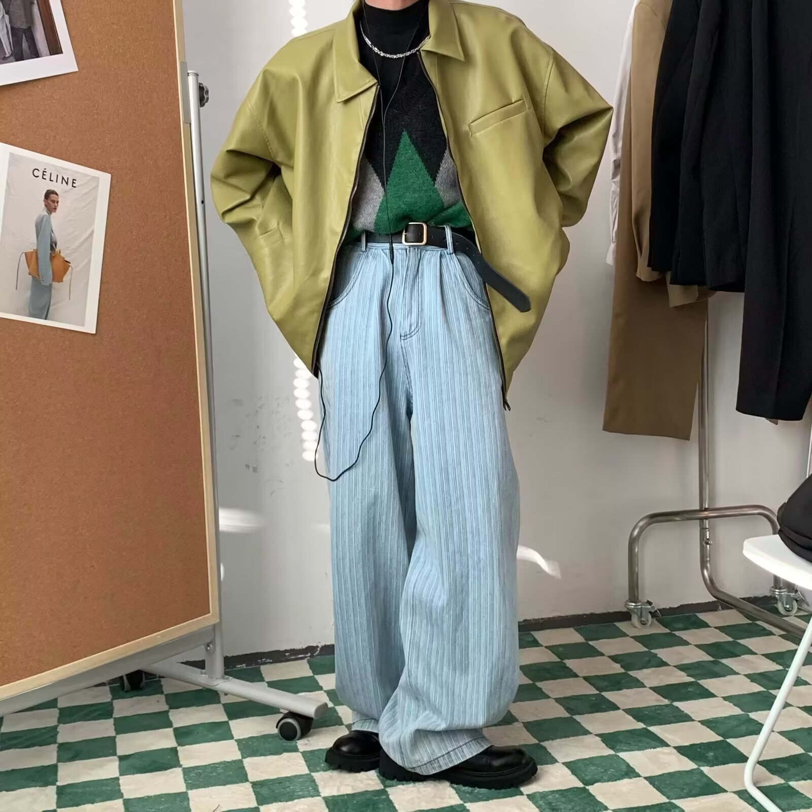 街头轮廓机车服皮衣外套情侣复古PU皮翻领夹克小众102B-JK1330P95,男装皮衣,星座102B