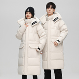冬白鹅绒羽绒服男长款过膝男女同款宽松外套102B-降价Y8915P195，男装羽绒服，星座102B