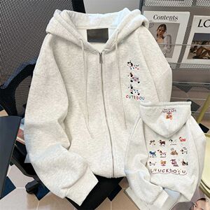 秋2025原版重磅卡通刺绣食毛华棉复合卫衣潮102B-W7994P55加绒65图片
