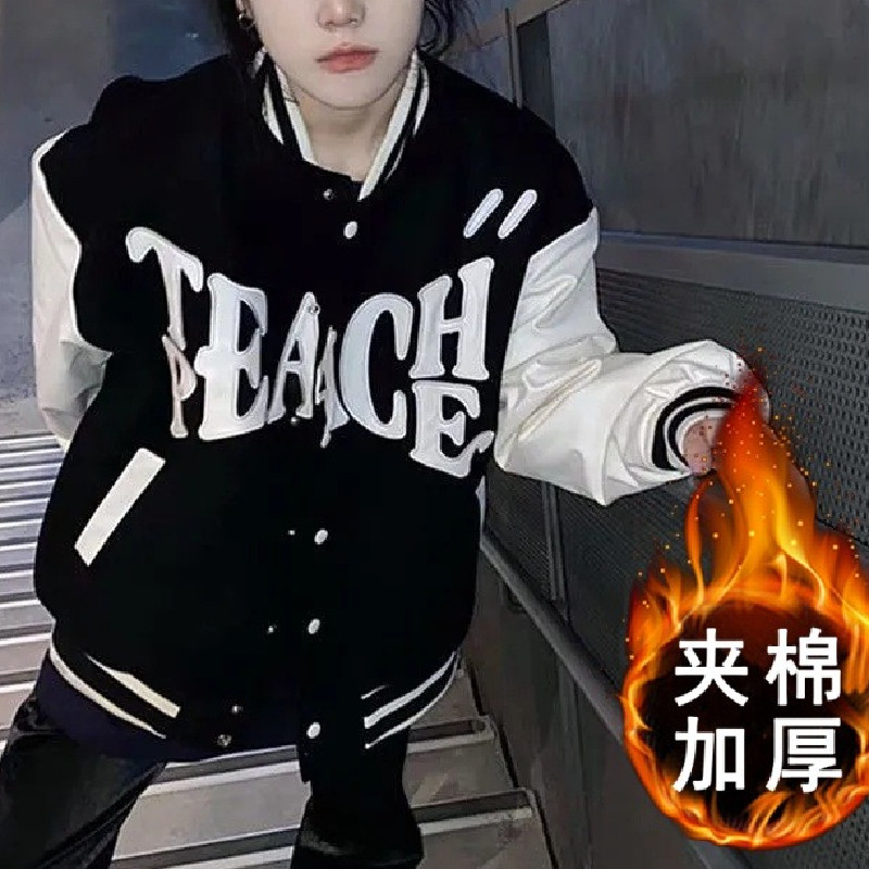 加厚棉潮牌数字印花撞色拼接棒球服外套情侣夹克102B-JK8126P88图片