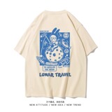 纯棉太空兔子夏季中性宽松休闲印花短袖上衣T恤男女102B-T0342P30，男装T恤，星座102B