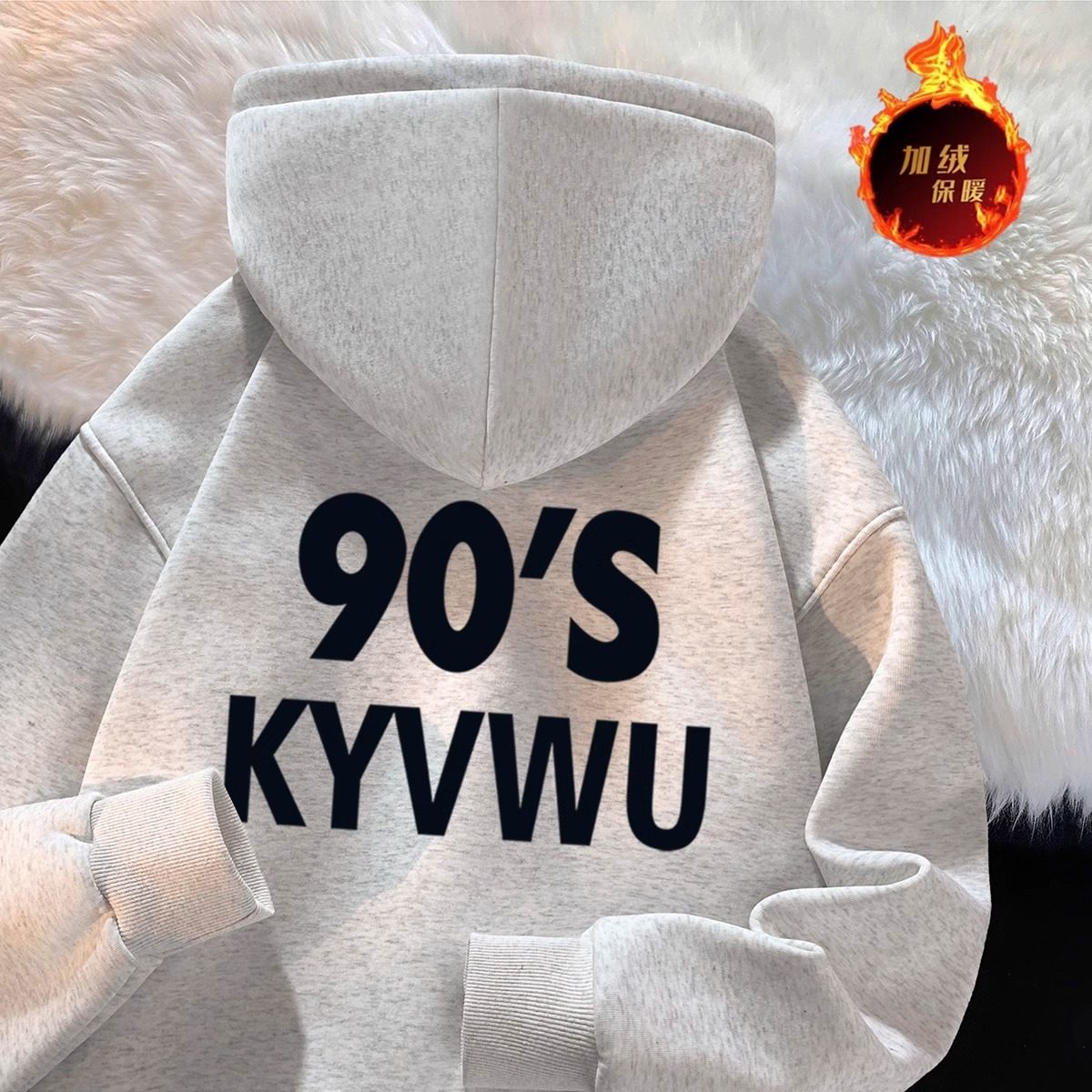 连帽卫衣男潮牌字母印花高街冬加绒加厚外套102B-W2545P48加绒58，男装卫衣，星座102B