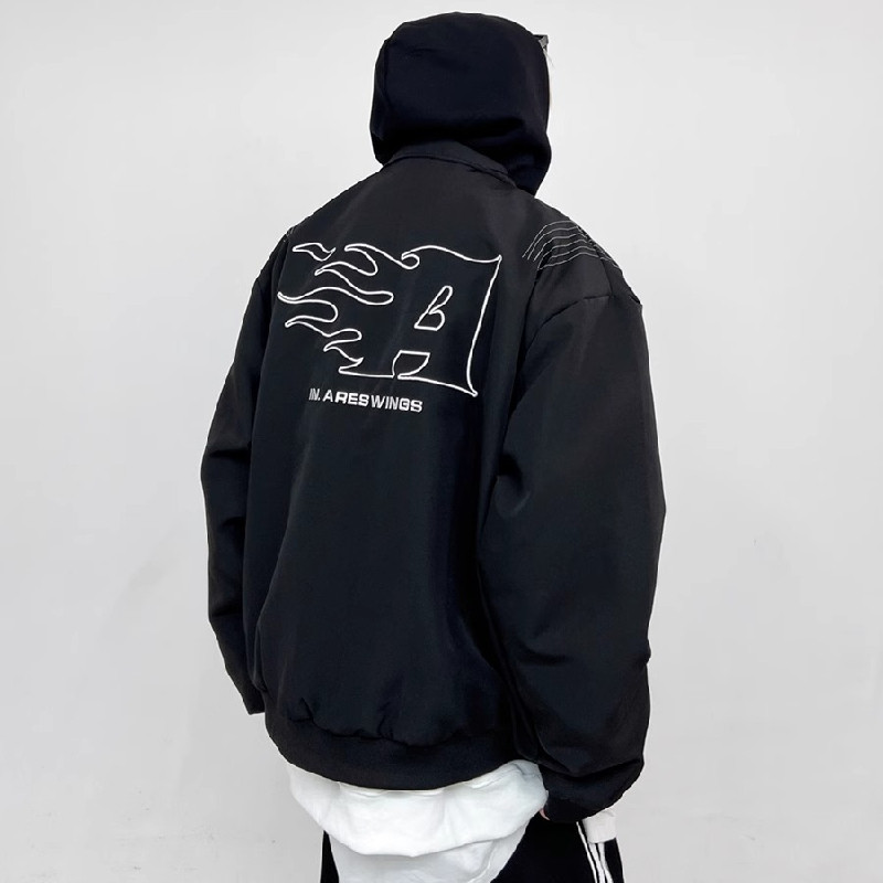 秋2025美式高街字母火焰飞行服夹克男女潮宽松外套102B-jk8012P88,男装夹克,星座102B
