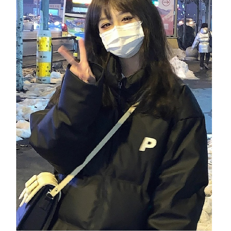 冬韩版复古黑棉服PU皮棉袄学生立领棉衣加厚面包服102B-M6072P95图片