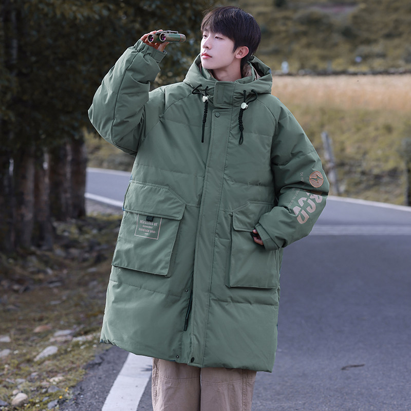 加厚潮字母印花连帽工装情侣中长款宽松羽绒服男女102B-Y5906P195,男装羽绒服,星座102B