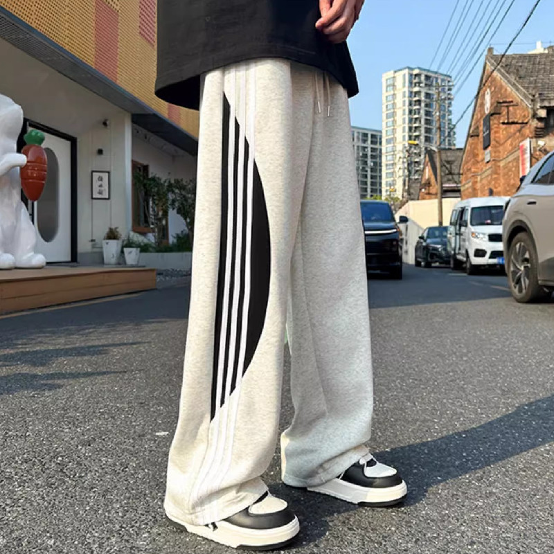 大码6XL美式条纹拼接卫裤男女休闲运动裤宽松阔腿裤102B-K557P45,男装休闲裤,星座102B