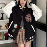 加厚防水秋冬美式复古高街徽章棒球服夹克外套男女102B-JK8353P88，男装夹克，星座102B