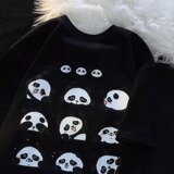 卡通潮牌熊猫短袖t恤多巴胺小众纯棉情侣甜美上衣102B-T9855P30，男装T恤，星座102B