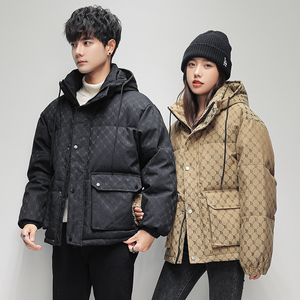 直播羽绒服情侣冬装连帽加厚大口袋工装白鸭绒102B-Y2201P175图片
