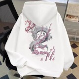 秋25潮牌樱花印花连帽卫衣风情侣外套102B-W2858P50加绒60，女装短外套，星座102B