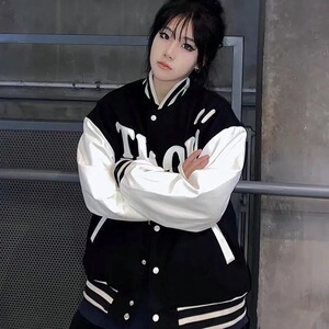 加厚棉潮牌数字印花撞色拼接棒球服外套情侣夹克102B-JK8126P88图片