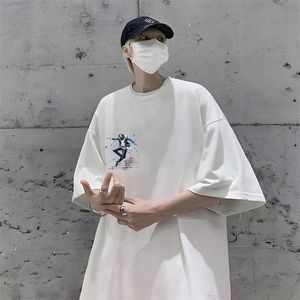 纯棉蓝西装小丑印花短袖t恤男女夏高街宽松情侣潮102B-T2092P30图片