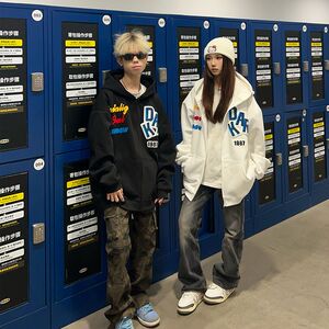 秋2025原版重工英文刺绣食毛华棉复合连帽卫衣男女102B-W1386P55图片