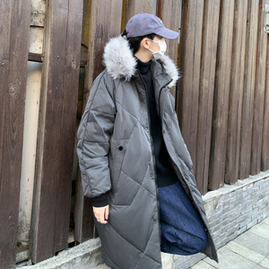 冬大货主推帅气连帽车明线情侣中长款宽松羽绒服男102B-Y8868P180图片