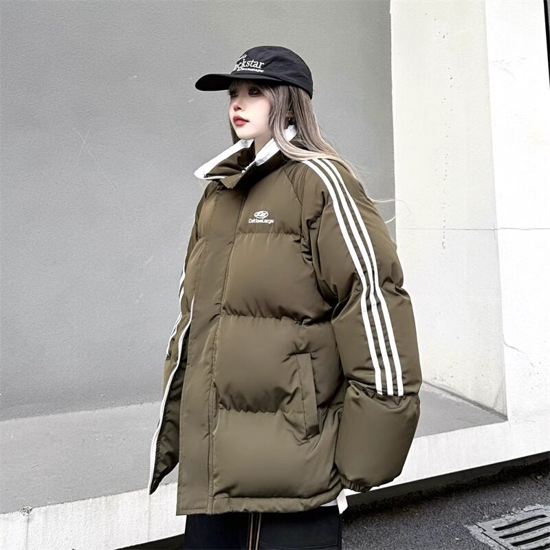 韩式简约棉服拼色三杠条纹加厚情侣面包服棉衣外套102B-M3502P118,男装棉衣,星座102B-2