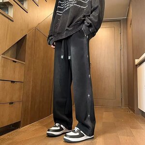 秋2025运动休闲裤长裤子加厚阔腿直筒男装男裤潮牌102B-K318P58图片