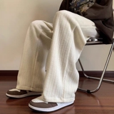 黑色裤子男款春秋季拖地潮牌美式高街宽松阔腿裤直筒垂感休闲长裤，男装休闲裤，星座102B