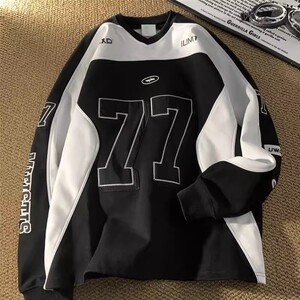 秋2025复古篮球服卫衣男女赛车棒球冰球服套头上衣102B-W8508P38图片