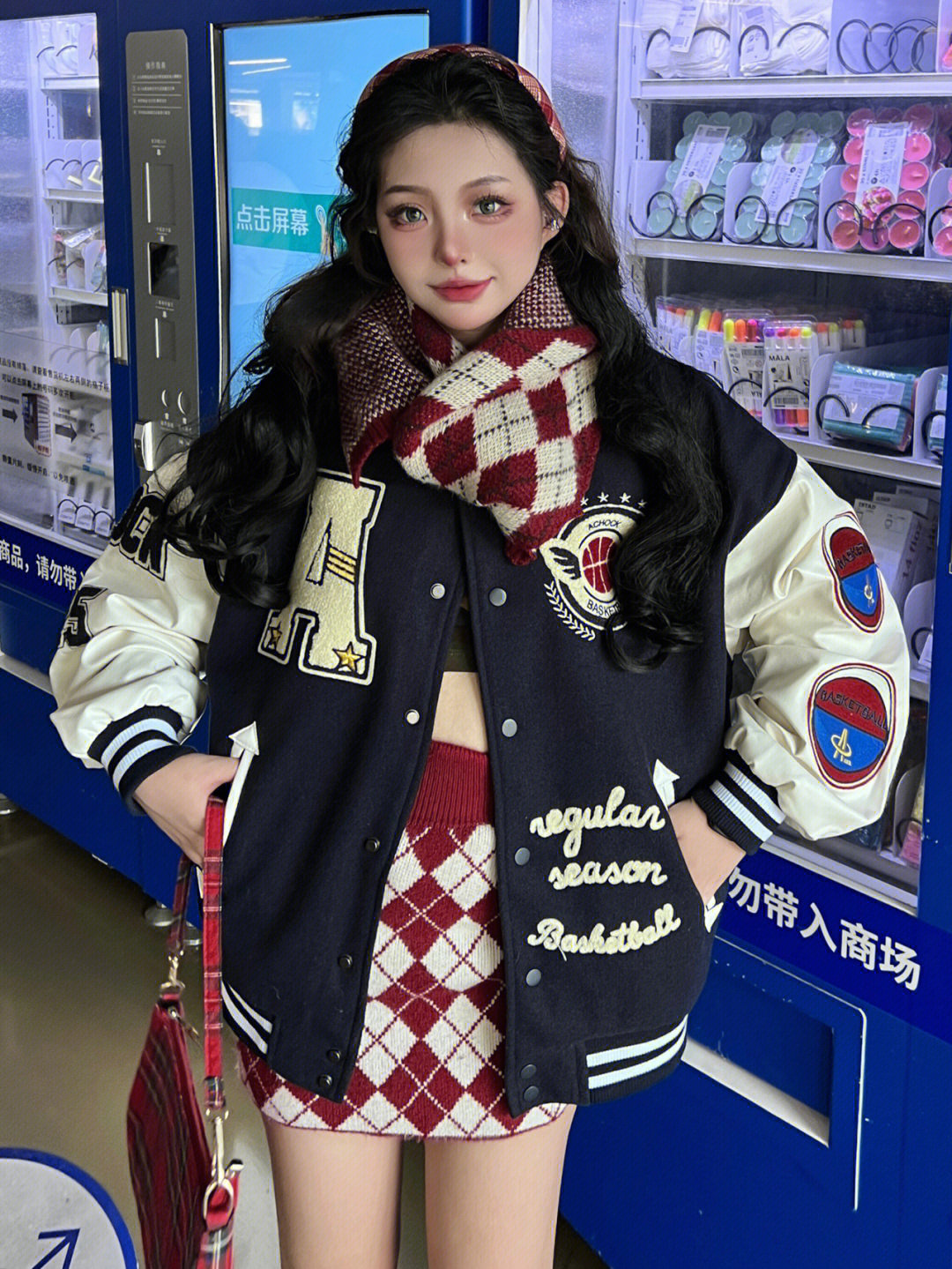 藏蓝色vintage棒球服外套男女美式高街情侣款夹克102B-W9913P75图片